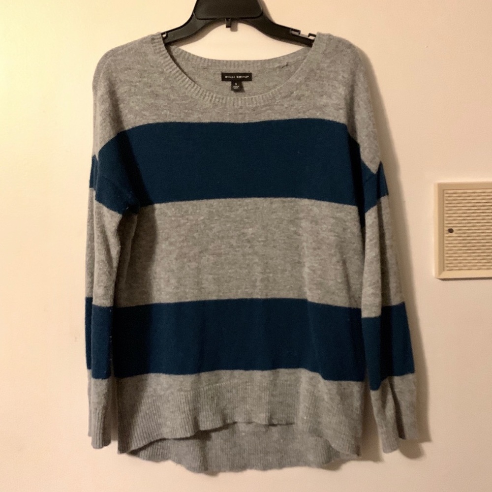 Willi Smith grey and blue striped sweater size S